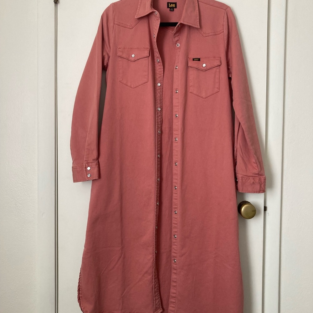 Lee Rose Pink Denim Trench Coat